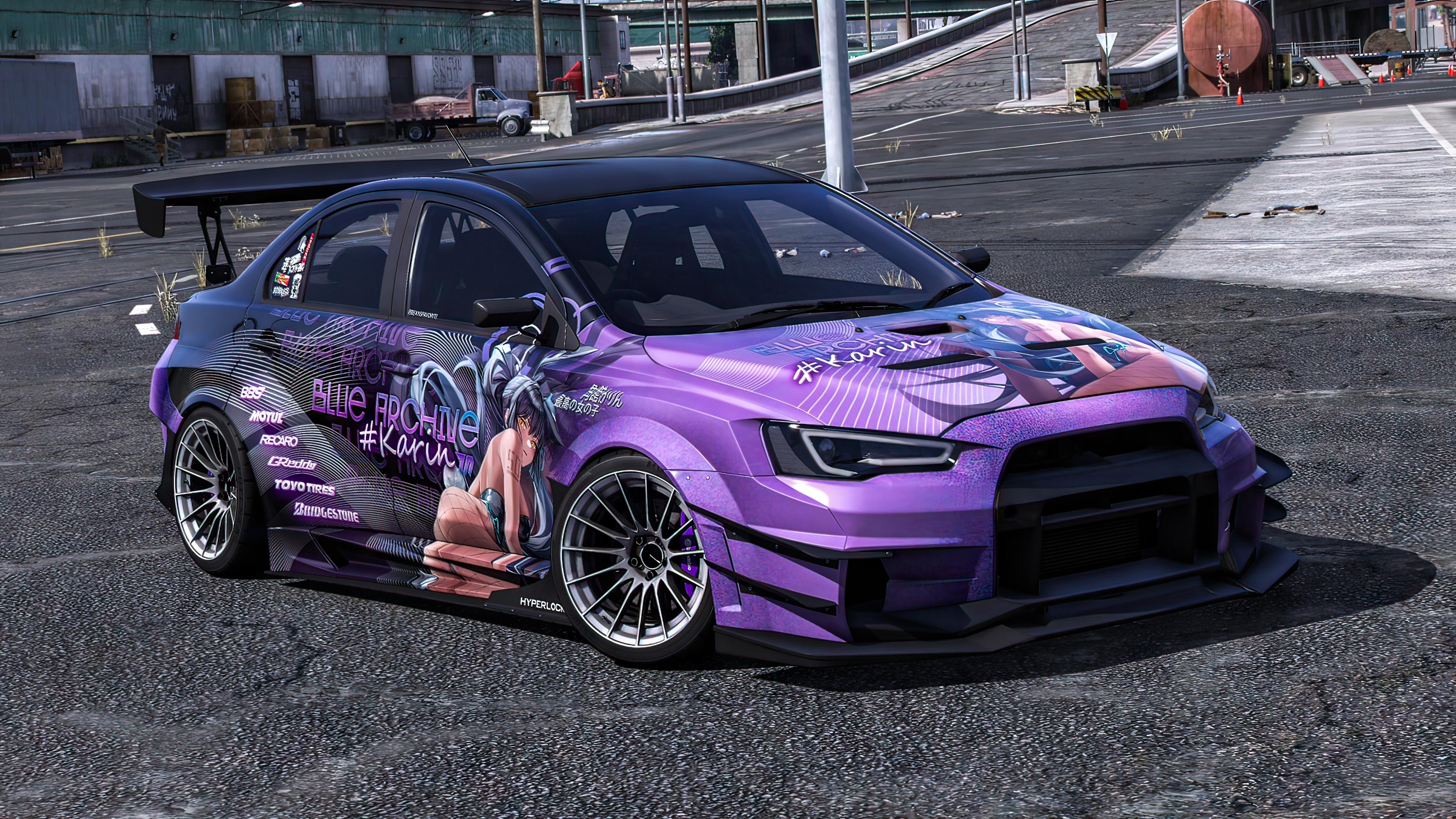 Itasha Mitsubishi Lancer Evolution X Blue Archive Karin Paintjob