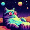 90b2cc psychedelic retro trend funny cat 90s 80s 70s wearing sunglasses space chilling relaxing pop art 1041523 70