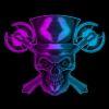 50dae8 illustration neon skull head with ax weapon free vector
