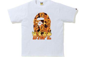 92d50d bape ape head flame t shirt white orange