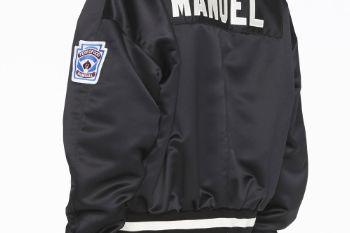 2cc990 black satin manuel coaches jacket back