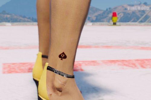 Ankle Queen of Spades tattoo for MP Female