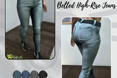 Belted High-Rise Jeans for MP Female