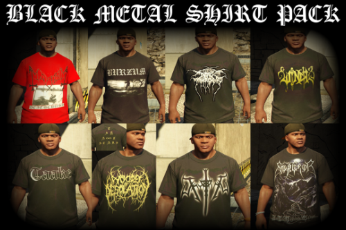 Black Metal T-Shirt Pack for Franklin (8 Shirts)