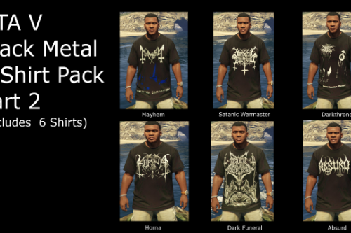 Black Metal T-Shirt Pack For Franklin Part 2 (6 Shirts)
