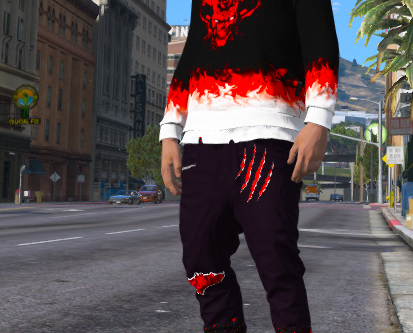Blue/Red Flaming Amiri Hoodie for MP Male (FiveM Ready)