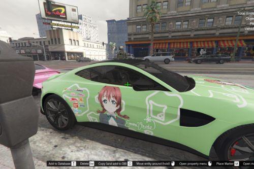 Emma Verde Love Live Nijigasaki Itasha (痛車/痛车) for 2018 Aston Martin Vantage