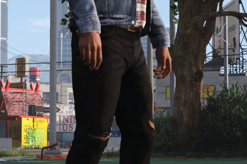 Franklin - Outfit (Ripped Jeans - Gucci Jacket - Yeezy x CDG)