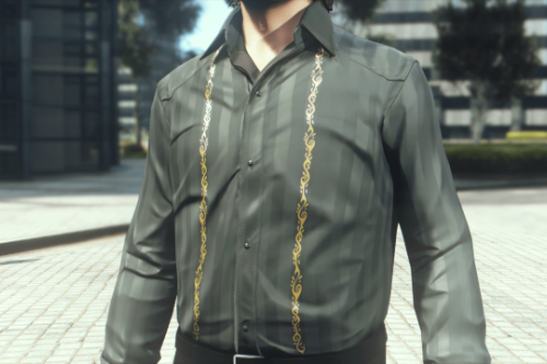 Gold Accent Shiny Tucked Shirts for MP Male