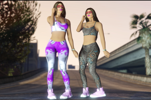Gym Mp Female Ped + Retro Outfit Leggings&Top Full Body Mod