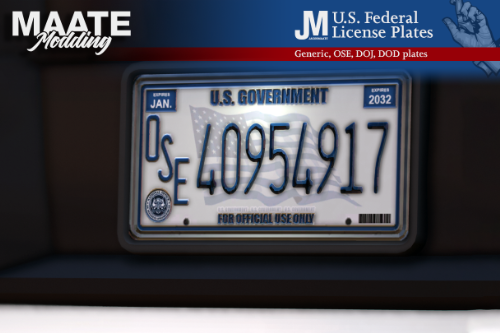 Addon U.S. Government Federal License Plates