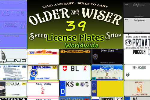 39 Real License Plates -USA Japanese Germany France Dubai Russian GB Italy Hawaii New York (Worldwide) [Add-On / Replace Plates]