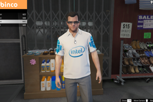 Intel and AMD polo shirts for Michael