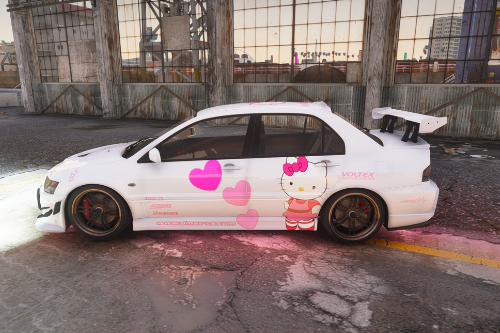 Mitsubishi Lancer Evolution IX MR Hello Kitty streetrace livery