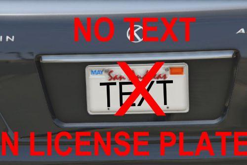 No Text on License Plates