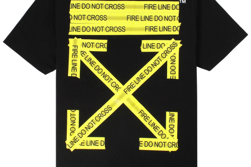 off white fire tape tee