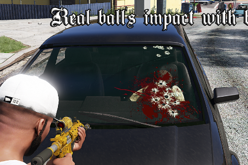 Real bullet impact with blood