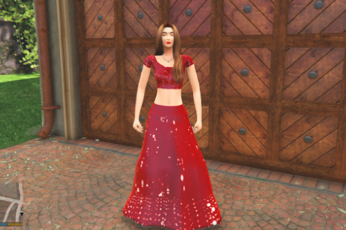 Sims 4 Custom Female Indian Girl Lehanga Dress [Add-On Ped]