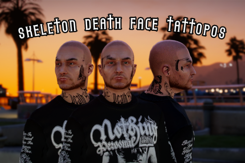 Skeleton Themed Face/Neck Tattoos / Premade / MP Male