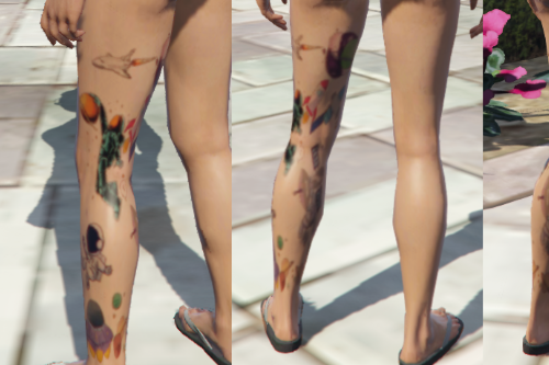 Space Theme Full Leg Tattoo