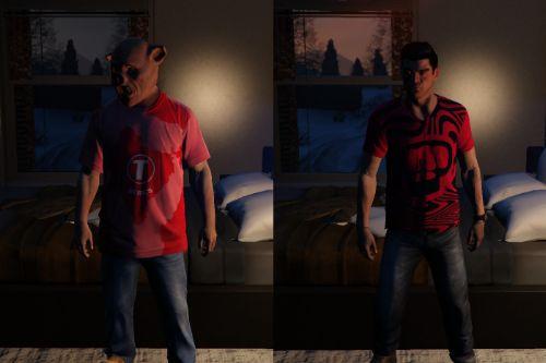 Stylized T-Series and PewDiePie T-Shirts for Franklin and Trevor