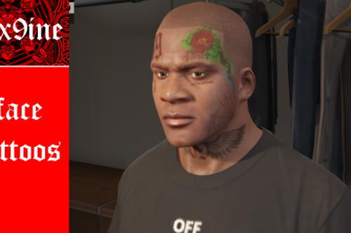 TEKASHI 6ix9ine Face Tattoos for Franklin and White Franklin