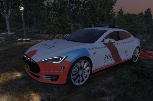 Tesla Model S Police livery - Lëtzebuerg City [Paintjob] with LU license plate