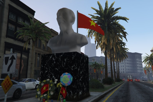 Uncle Ho's statue and Vietnam streets style