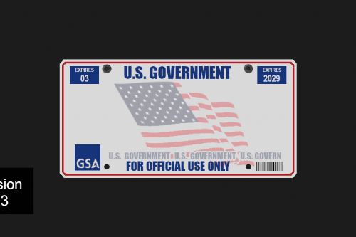 United States Government (US Government) Official License Plate