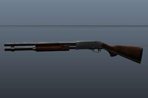 Weapon : [ Remington 870 DarkBrown-Chrome Retextured ] Animated
