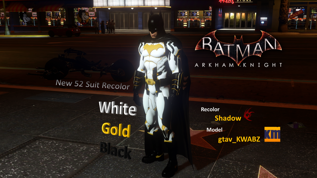 Batman New 52 Suit White - Gold - Black Recolor 