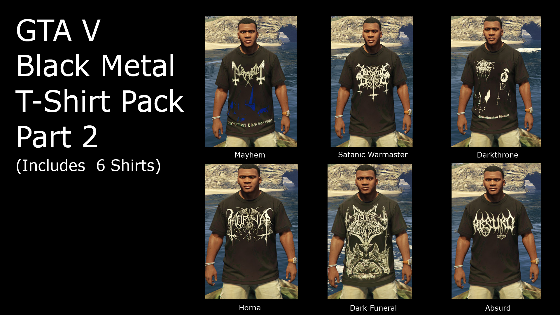 Kommunikationsnetværk tag på sightseeing Sommetider Black Metal T-Shirt Pack For Franklin Part 2 (6 Shirts) - GTA5-Mods.com