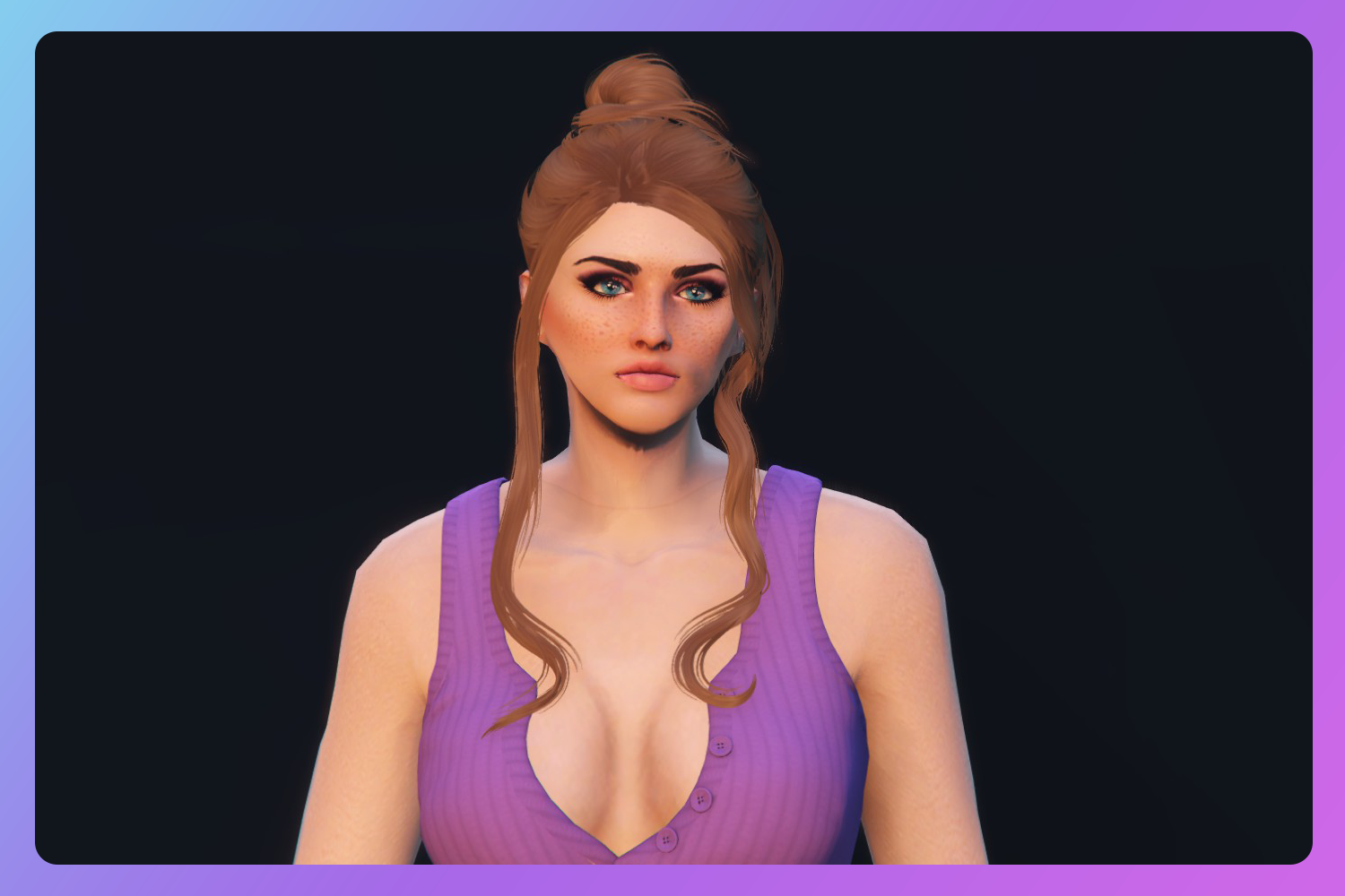 Bun With Two Loose Strands Hairstyle For Mp Female Gta5 