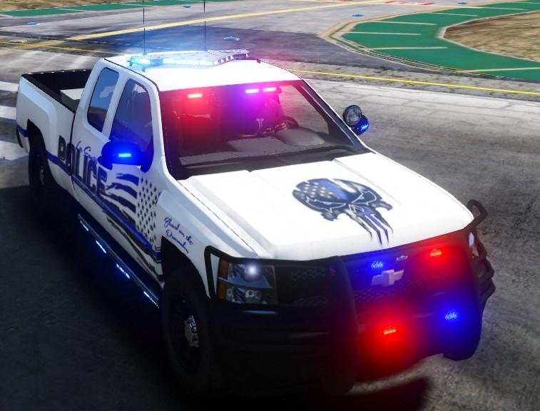 Chevy Silverado Lt Ext Cab Police Pickup Xmas Version Gta5