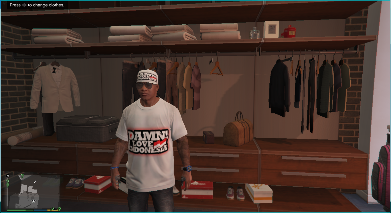 Damn I Love Indonesia T Shirt for Franklin GTA5 Mods