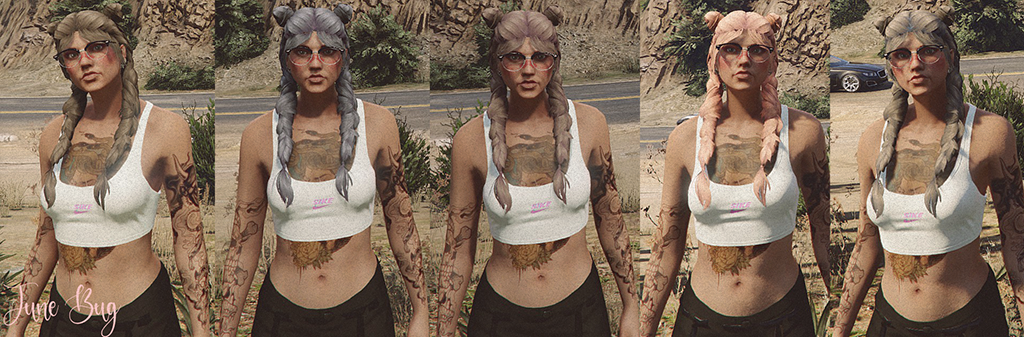 Double Braids With Buns Hairstyle For MP Female GTA Mods Com