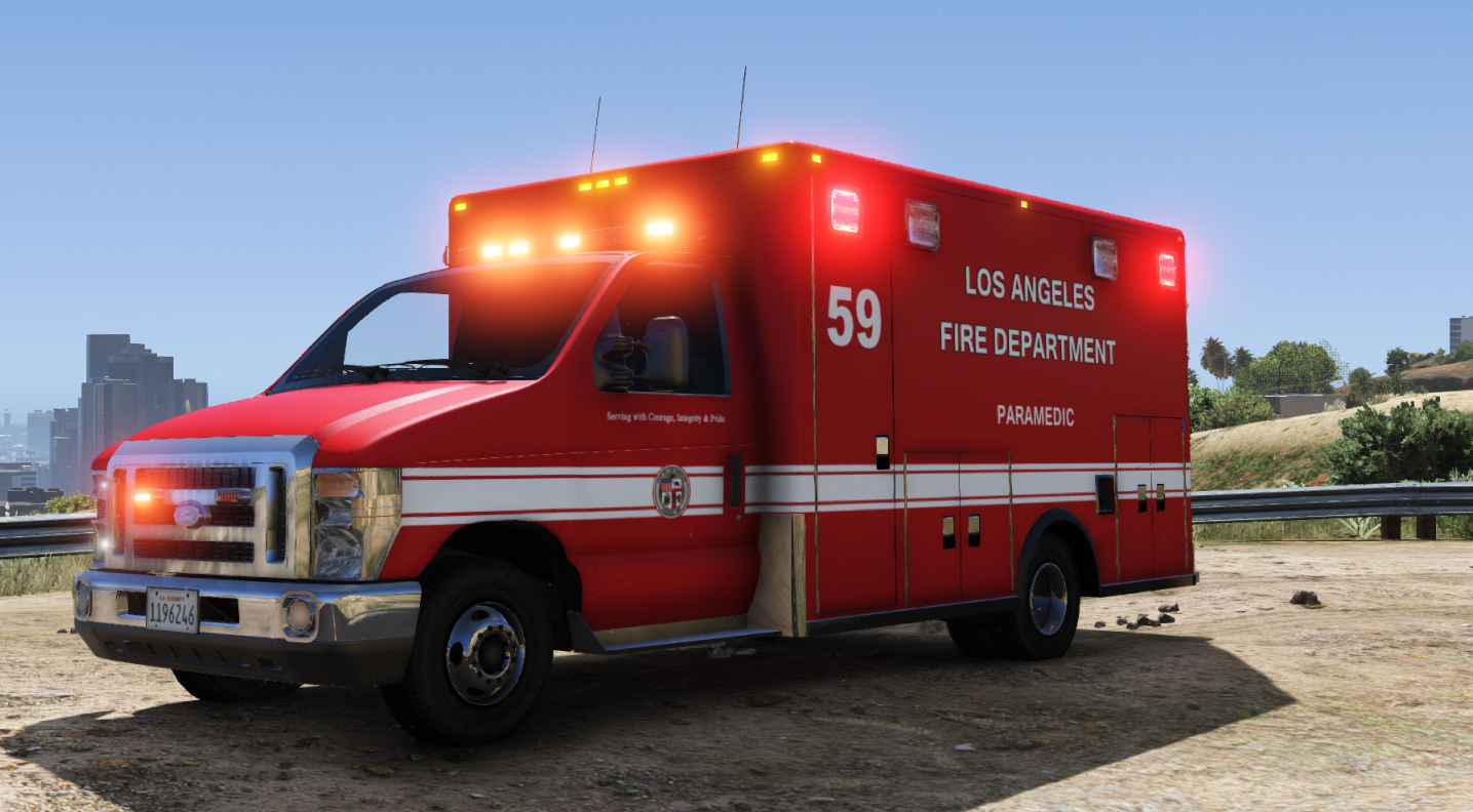 Ford E450 Lafd Based Ambulance [Els] - Gta5-Mods.Com