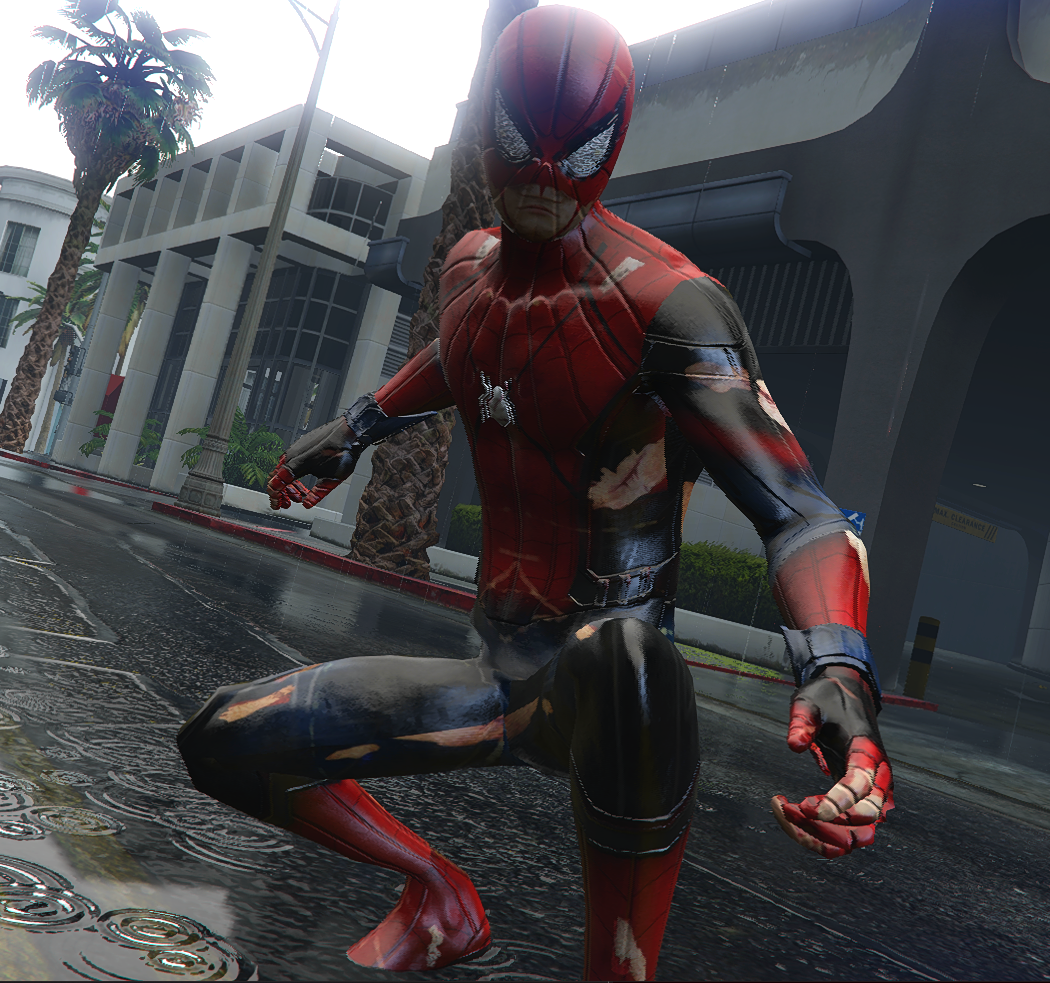 HCU HIRST MOVIES  SPIDER-MAN custom Design-Battle damage texture - GTA5- Mods.com