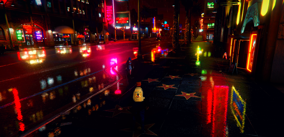 GTA 5, Next-Gen Graphics, The Rainy Night, Natural Vision Evolved, PC  Ray-Tracing Graphics Mod