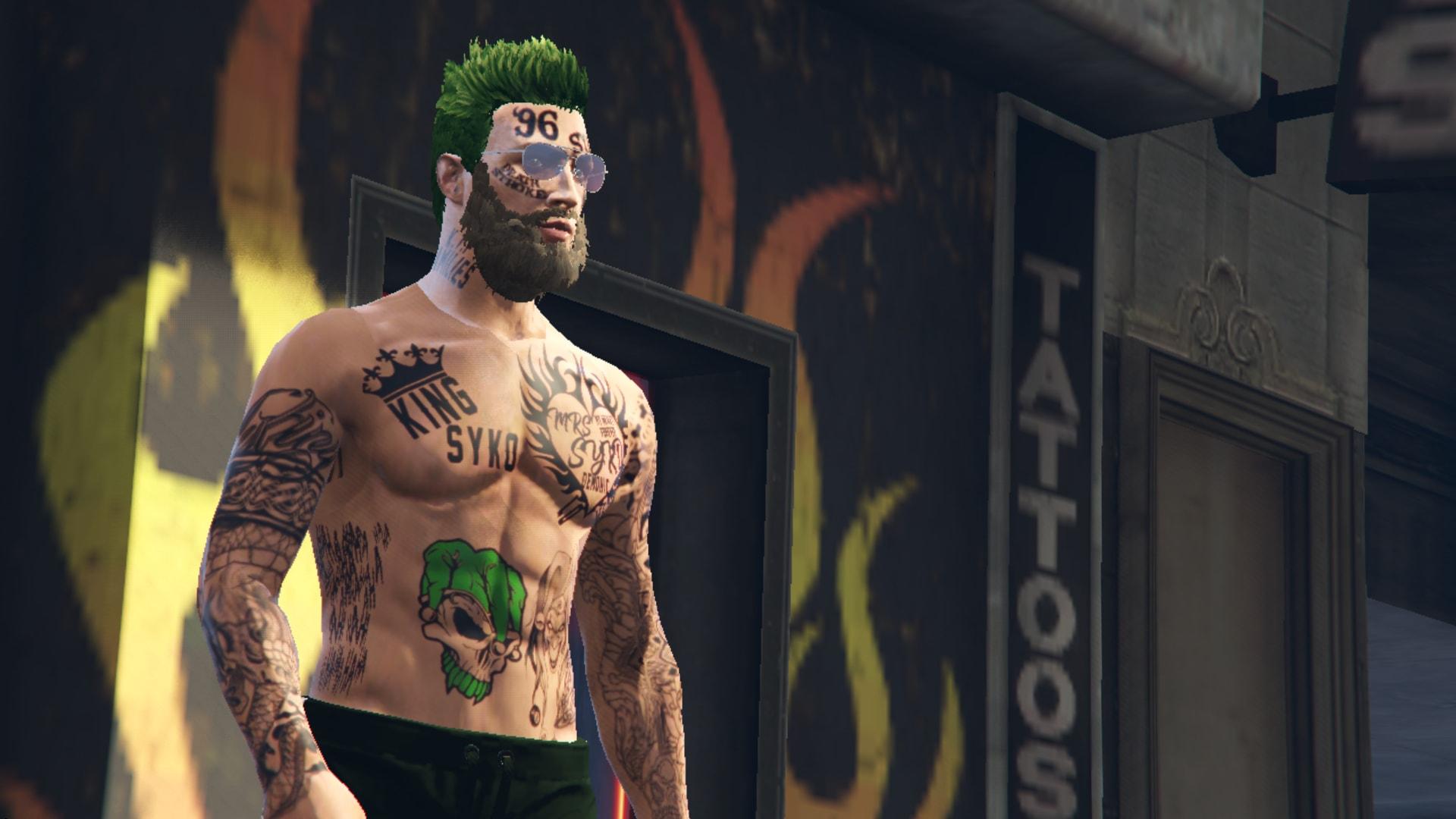 MP Custom Green Jester Tattoo PNG For Male MP Character {STOMACH} - GTA5 