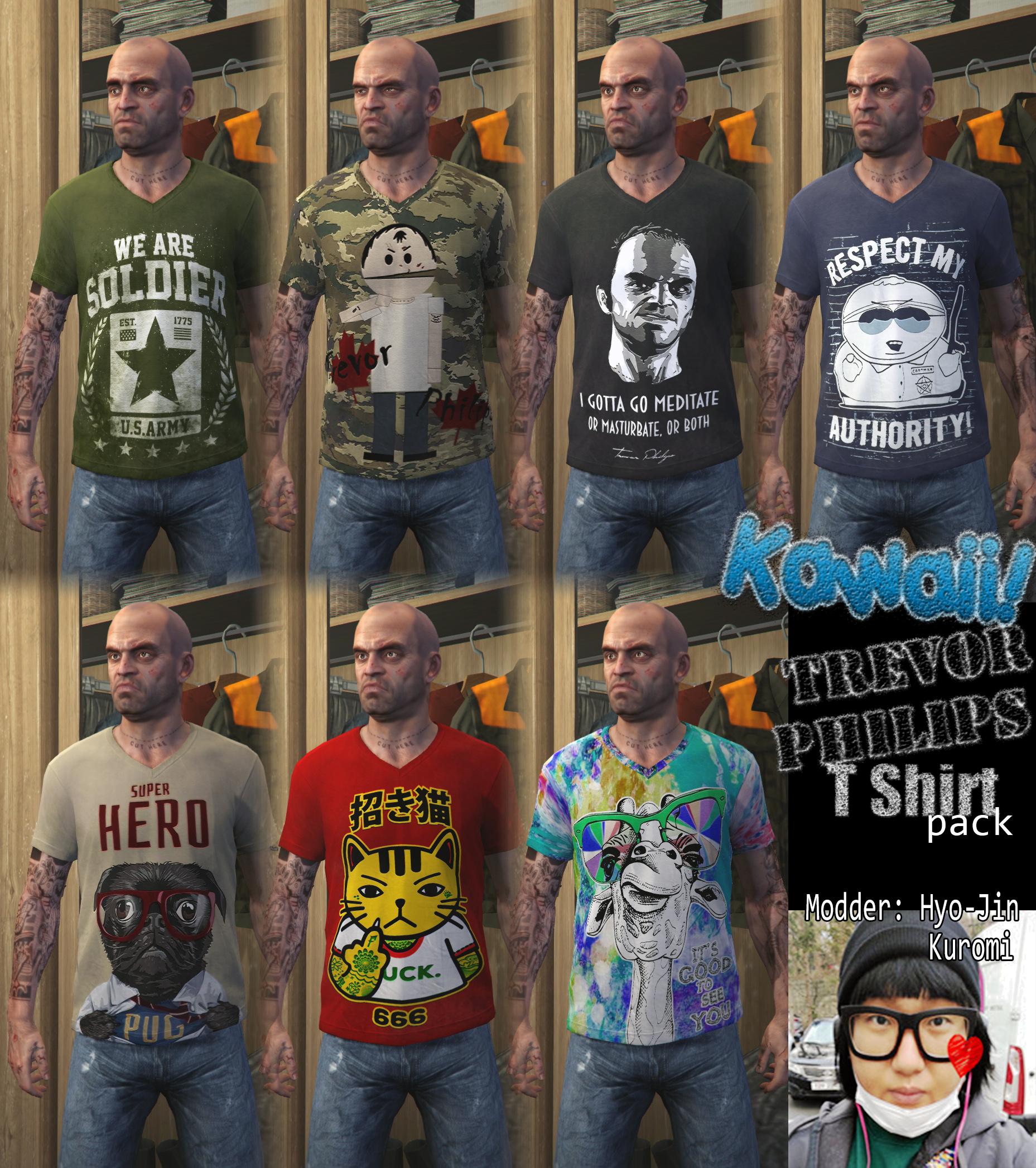 New Kawaii Trevor Philips T Shirt Pack (3k 3072 Pixel) - GTA5-Mods.com