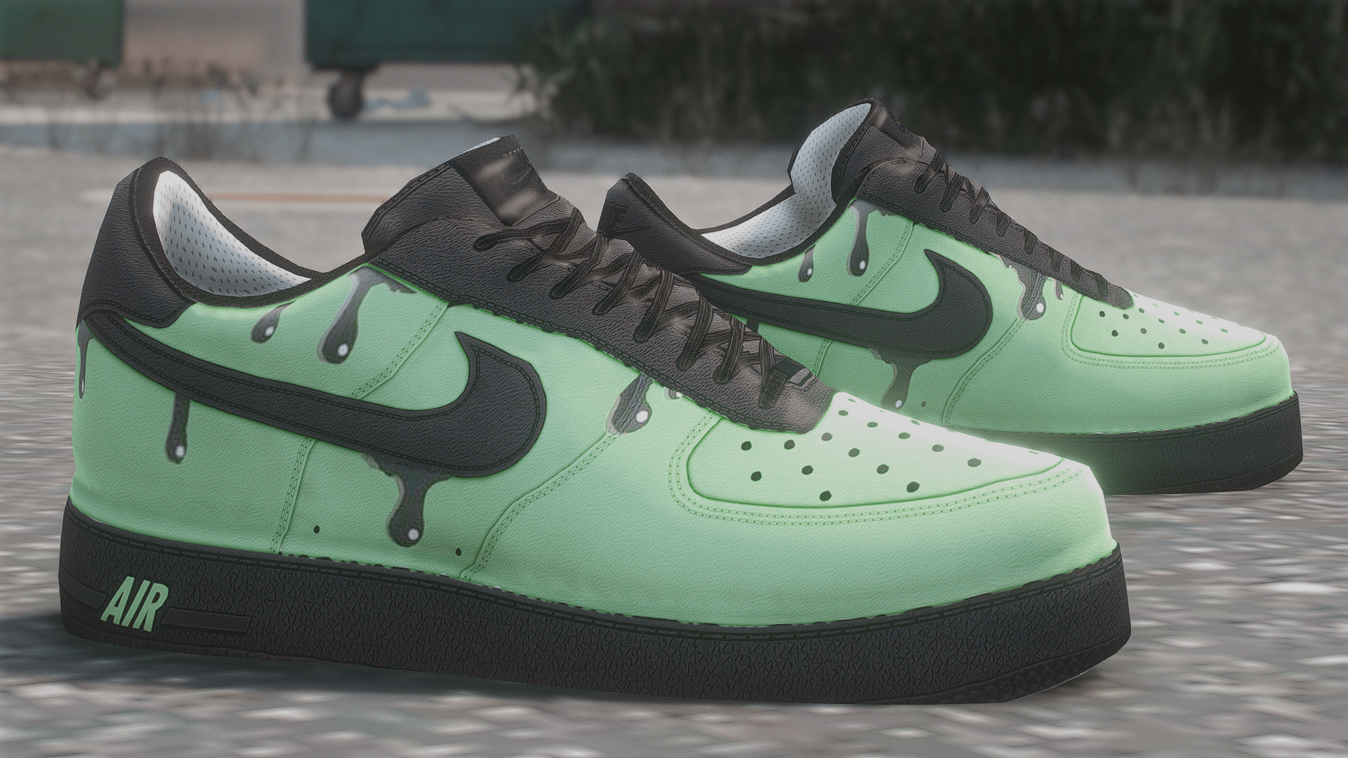 Custom Green Nike Drip Air Force Ones