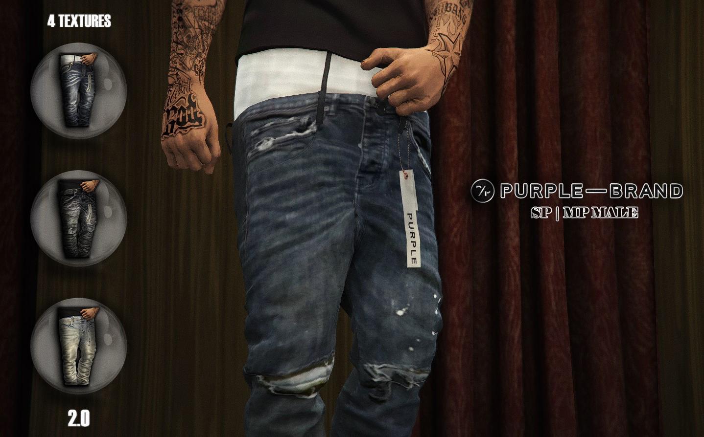 Purple Brand Jeans Coating Texture PersonalizedFashion Trend High quality  pants