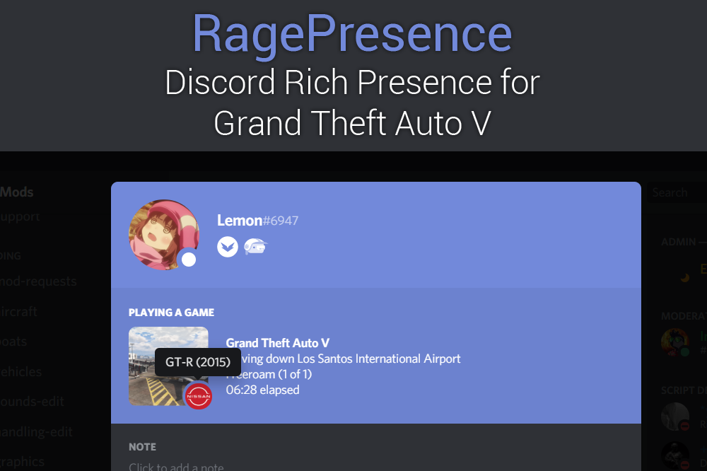 RagePresence - Discord Rich Presence Support [.NET] - GTA5-Mods.com