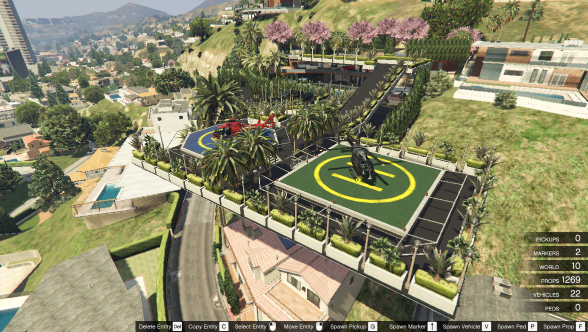 Safehouse Of Franklin Large Parking With Park And 3 Helipad The House Interior Still Orignal Gta5 Mods Com