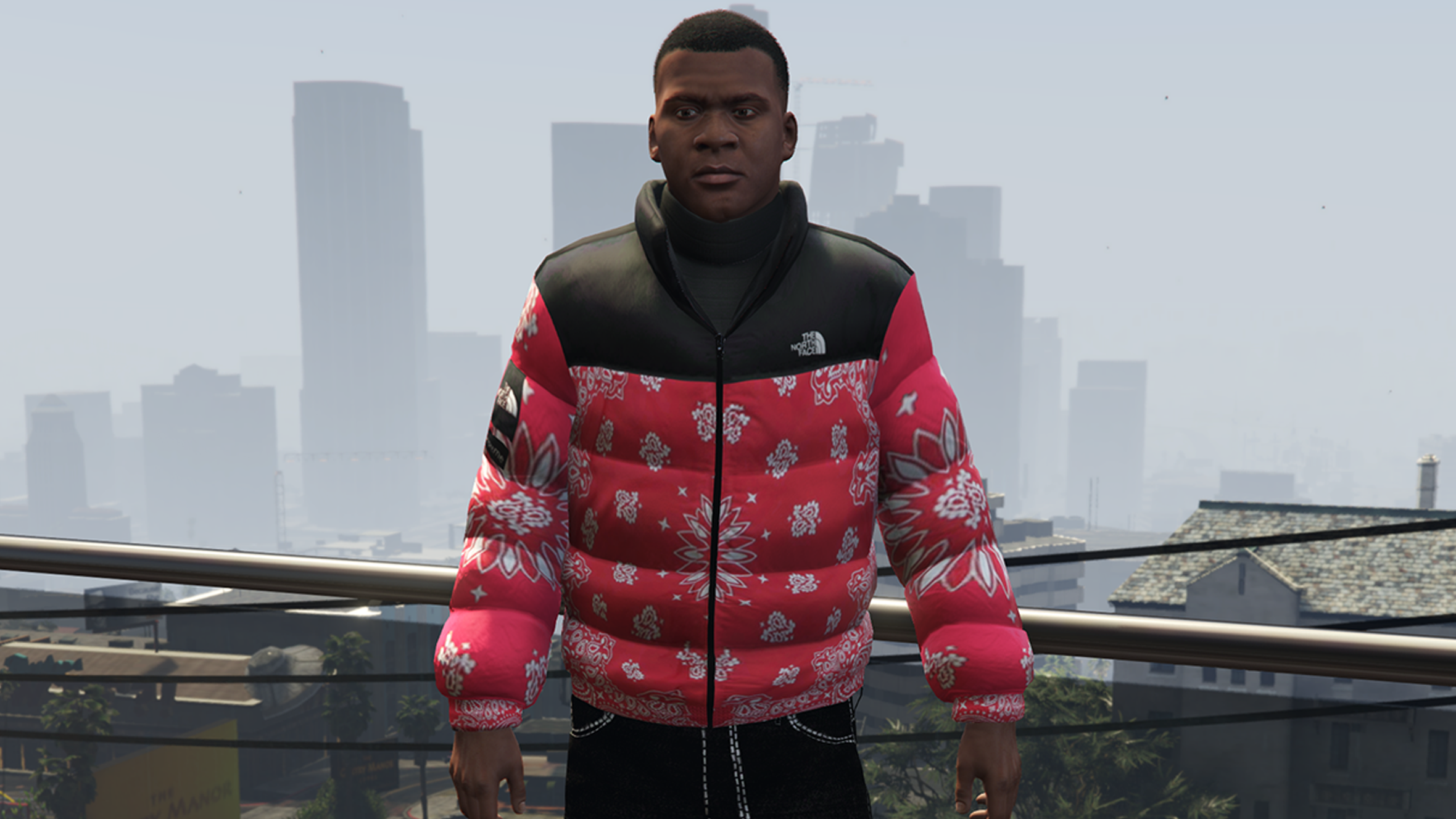 red bandana north face hoodie