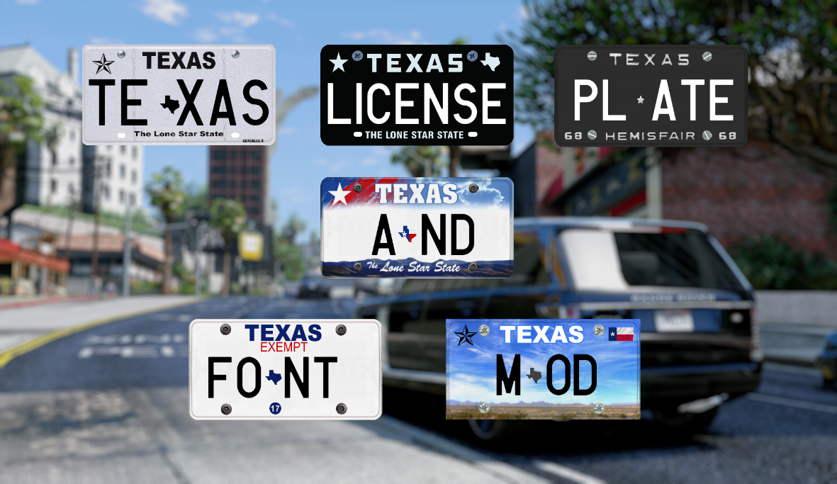 Texas License Plates And Real Font Gta5 Mods Com