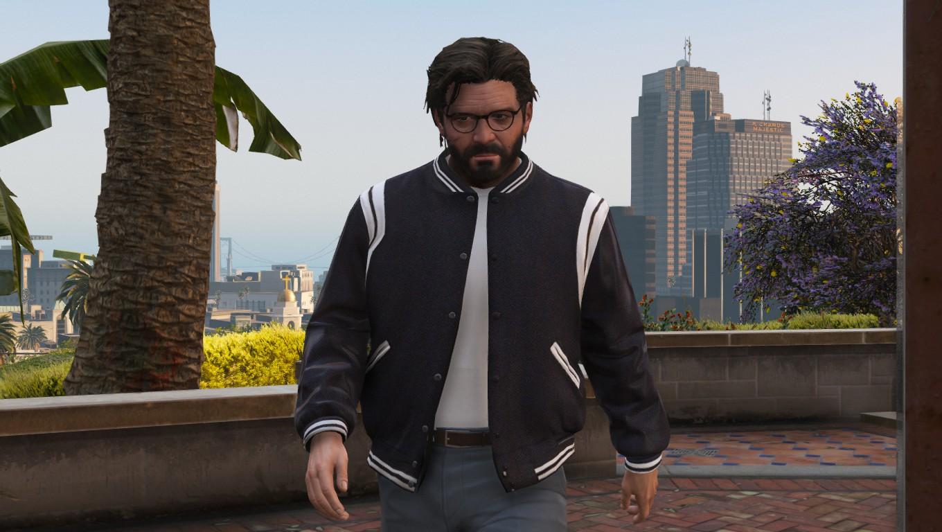 Gta clothing id. Создатель ГТА 5. Varsity Jacket GTA 5. ГТА 5 одежда Майкла. Тревор в пиджаке.