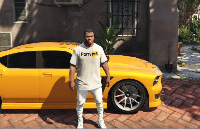 White PORNHUB Tshirt For Franklin GTA5Modscom