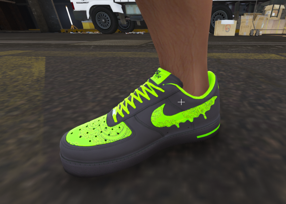 Air Force 1 Slime Green and Black Customs for Franklin - GTA5-Mods.com